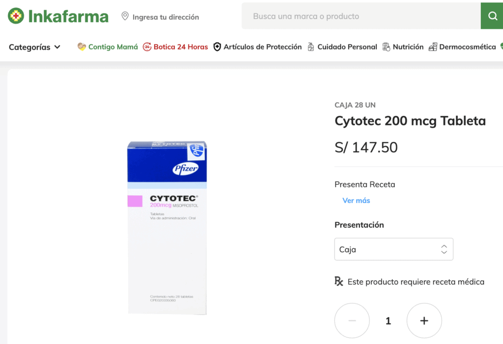 cytotec precio inkafarma